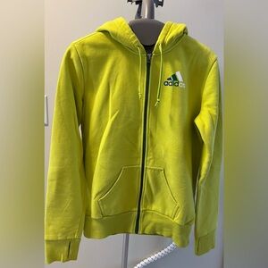 Women’s Adidas Hooded Zip Sweatshirt - Lime Green